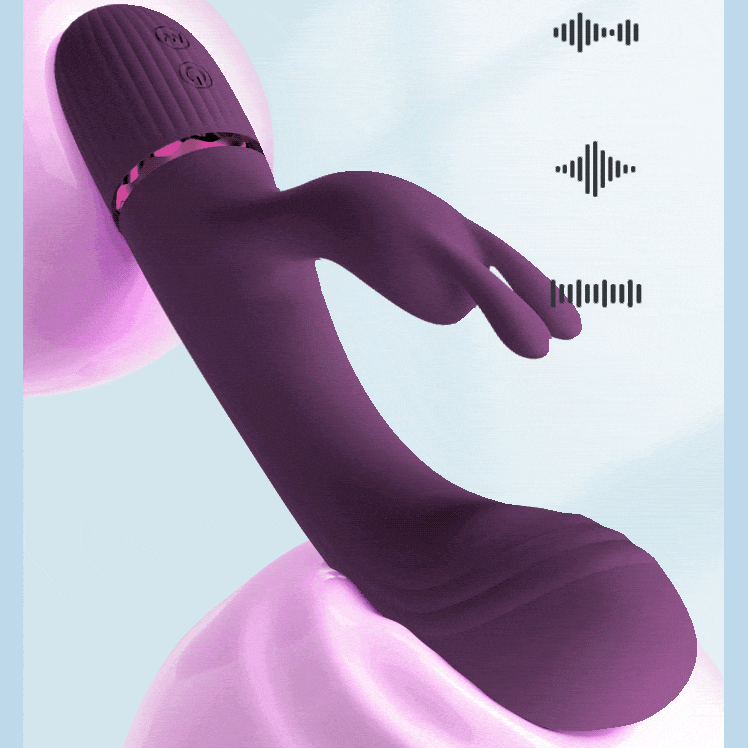 Scocco G-spot rabbit vibrator in purple with waveform icons showing its 10 vibration settings