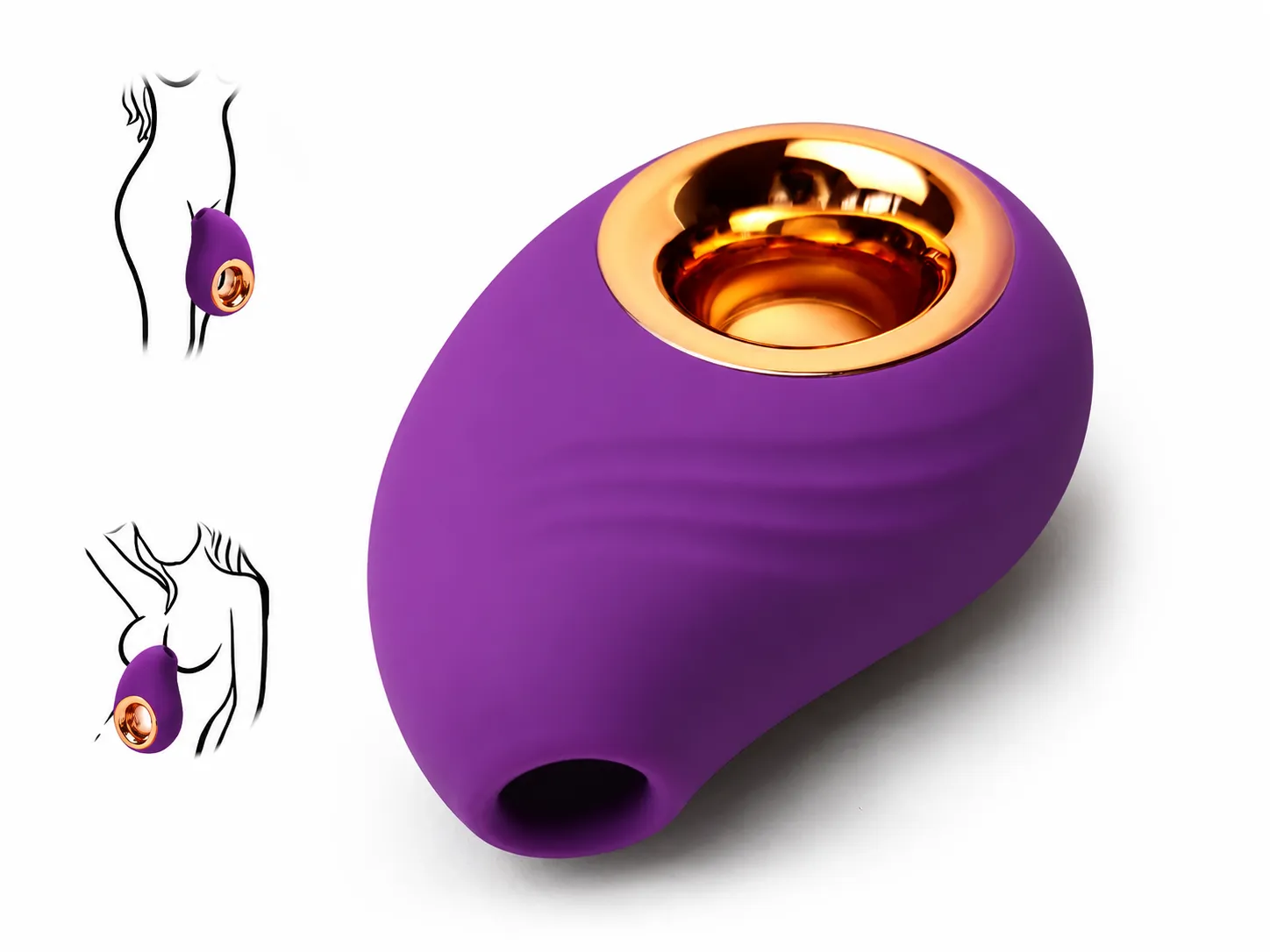 SonaWave Pebble clitoral suction toy with 20 mm suction opening, shown for clitoral and nipple use