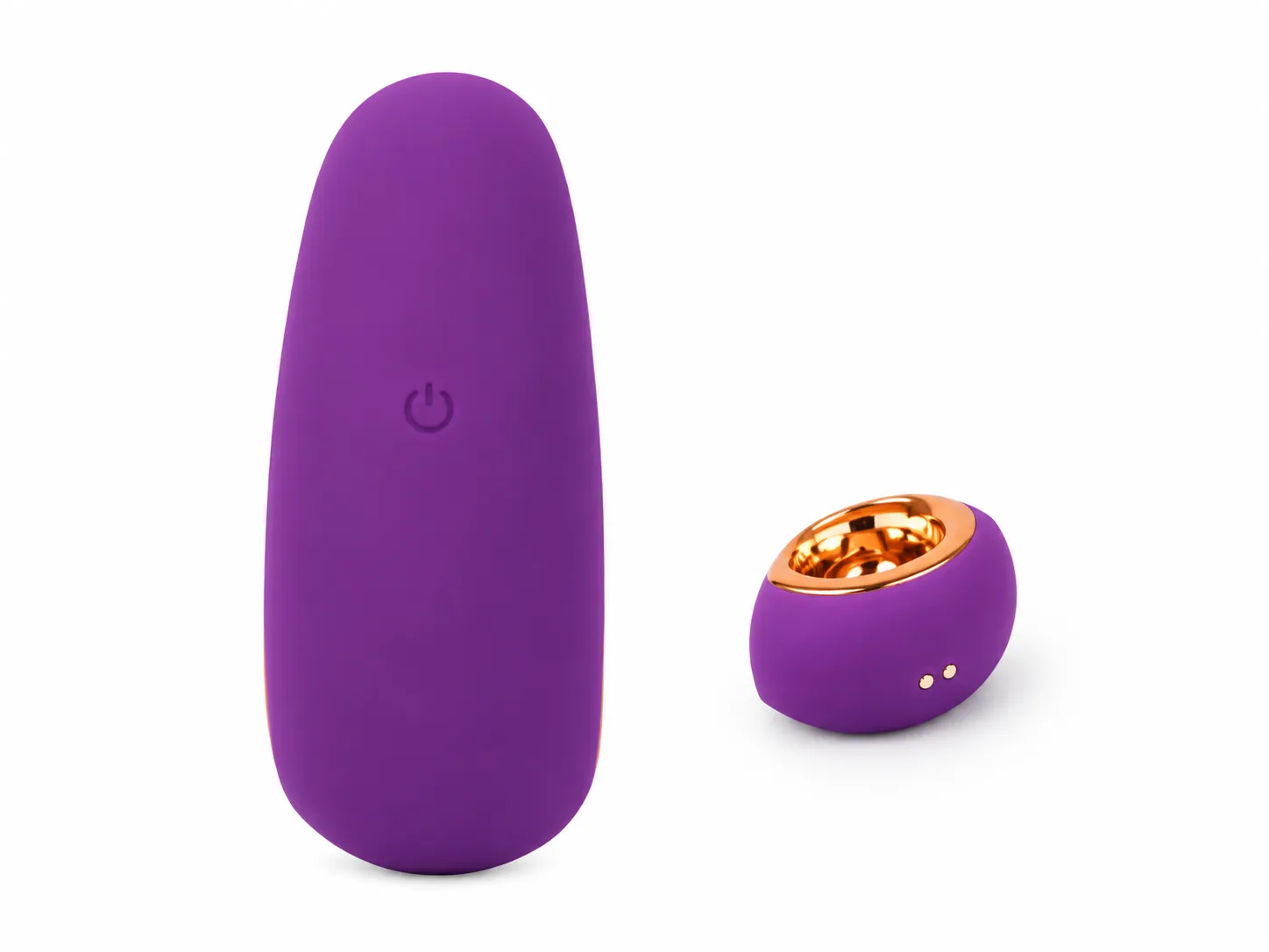 SonaWave Pebble clitoral suction toy showing the single control button and magnetic charging contacts