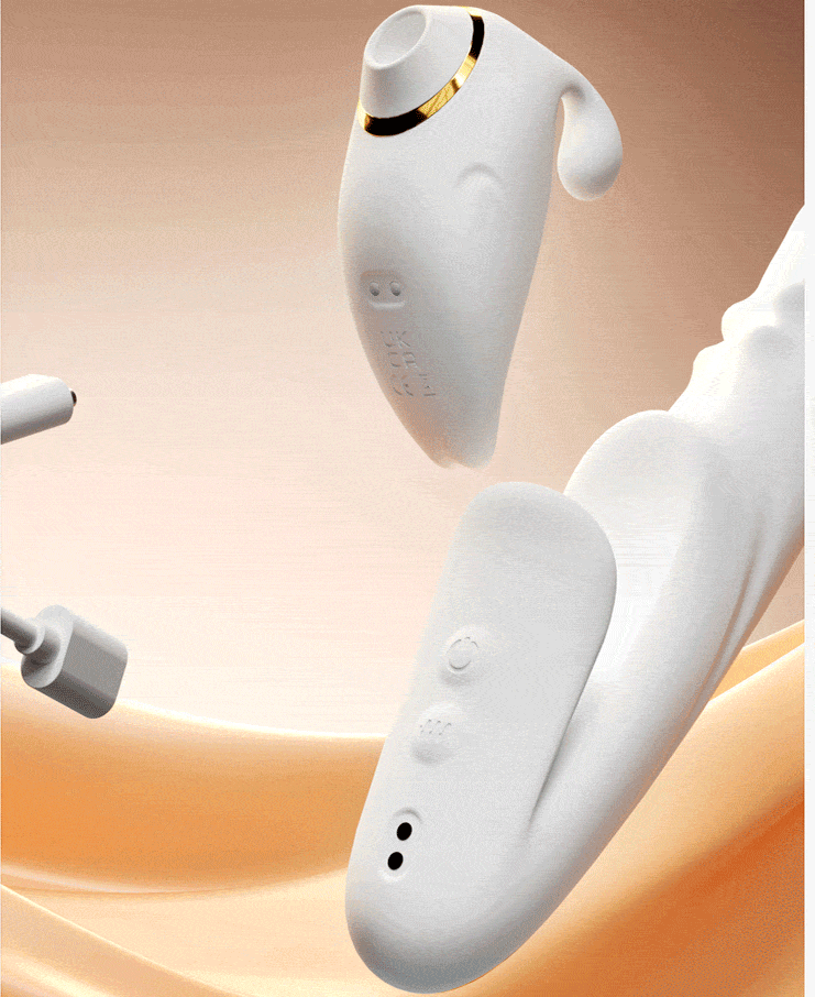 NovaSync Divine Whisper rabbit vibrator with clitoral suction head detached from the main shaft