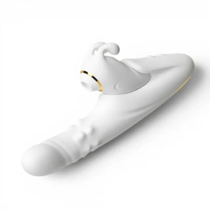 NovaSync Divine Whisper split rabbit vibrator in white with detachable clitoral suction head