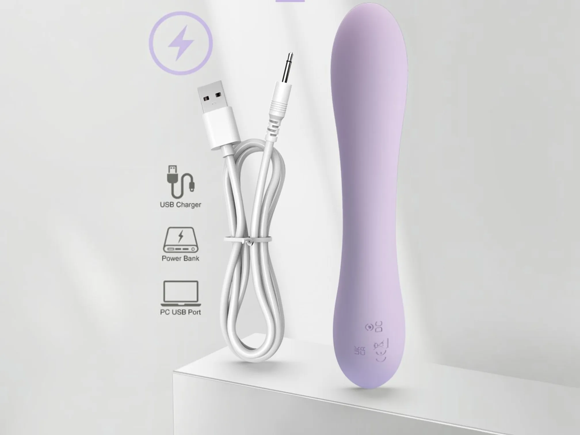 USB rechargeable dual motor G-spot rabbit vibrator with charging cable