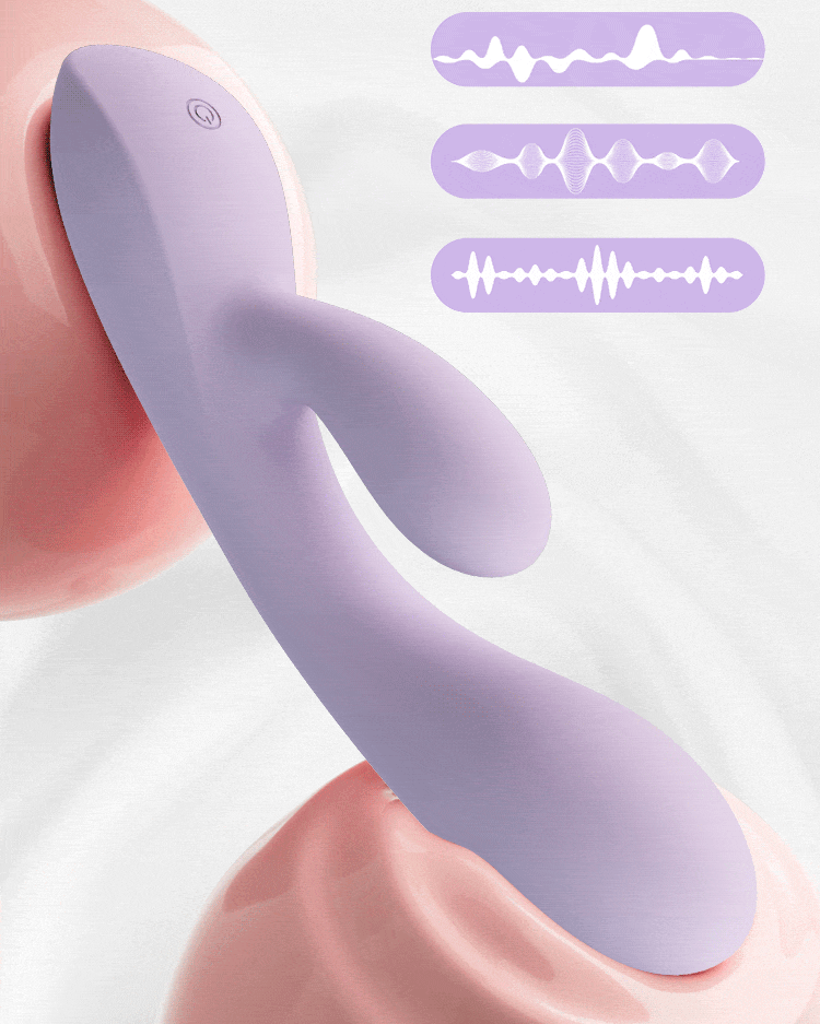 Dual motor G-spot rabbit vibrator with multiple vibration modes and clitoral arm