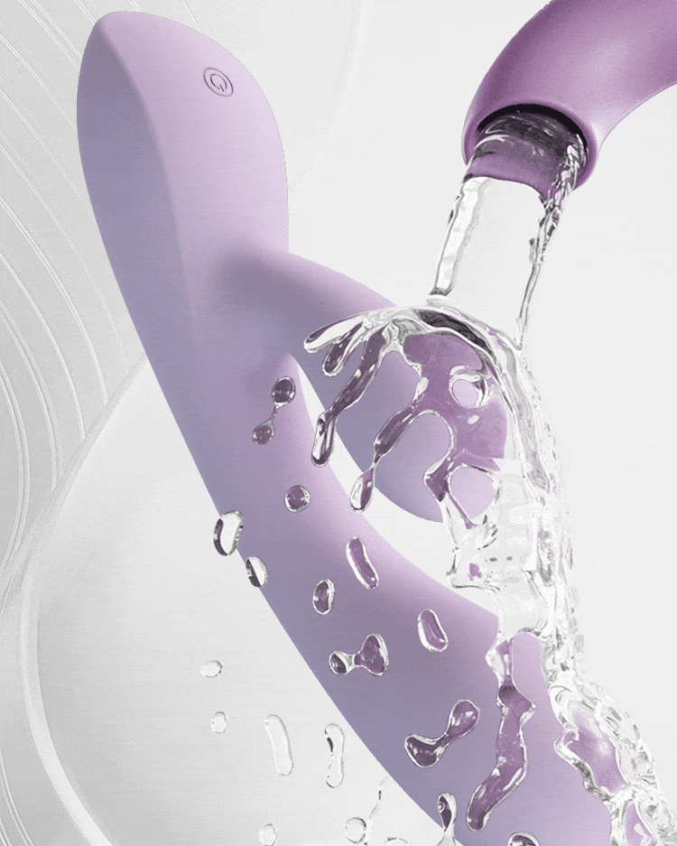 Water-resistant dual motor G-spot rabbit vibrator rinsed under running water