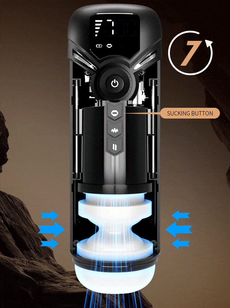 Cutaway of automatic masturbator showing the internal suction mechanism