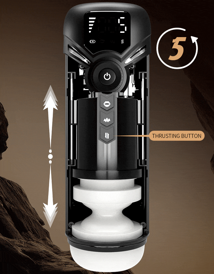 Cutaway of automatic masturbator showing the internal thrusting mechanism