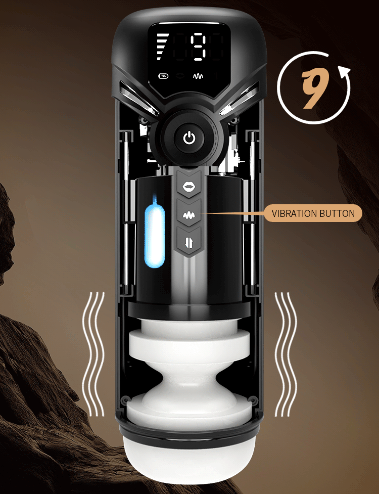 Cutaway of automatic masturbator showing the internal vibration motor