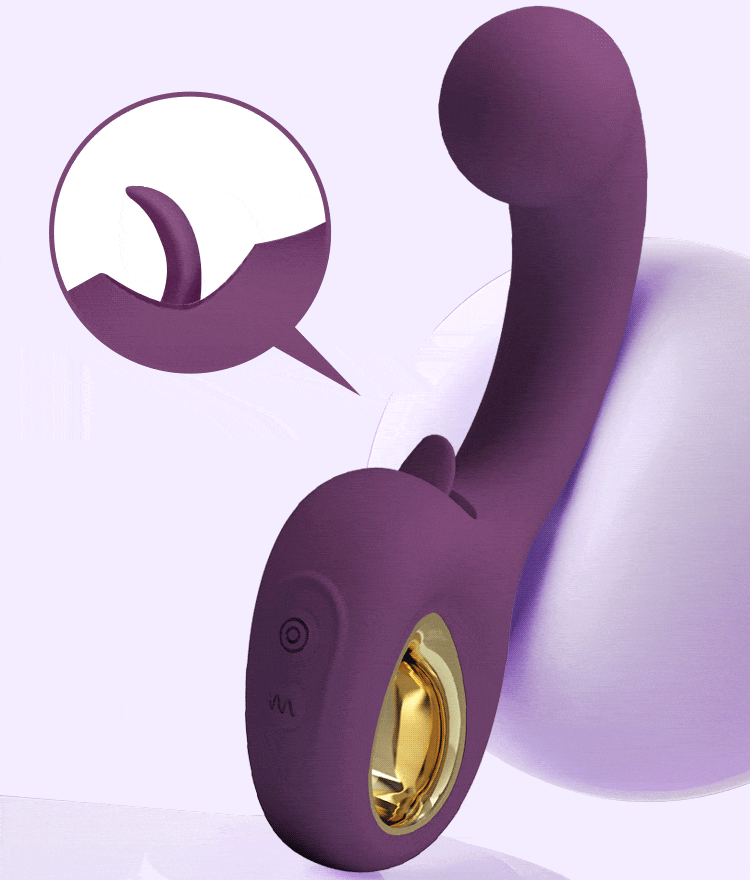 Detail view of the soft silicone licking tongue on the Erynnyes G-spot vibrator, shown enlarged