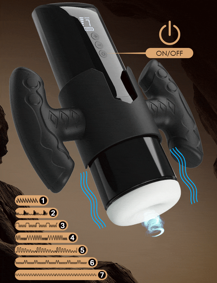 Suction masturbator with seven vibration and suction rhythm patterns